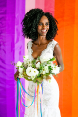 Colorful Bridal Inspiration - Rainbow Wedding Backdrop - Arizona makeup artist